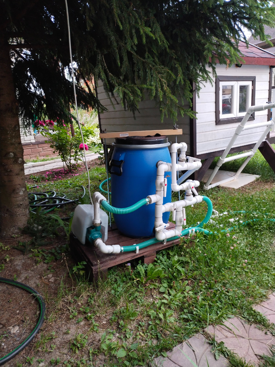 Окончательный вариант песочного фильтра из бочки