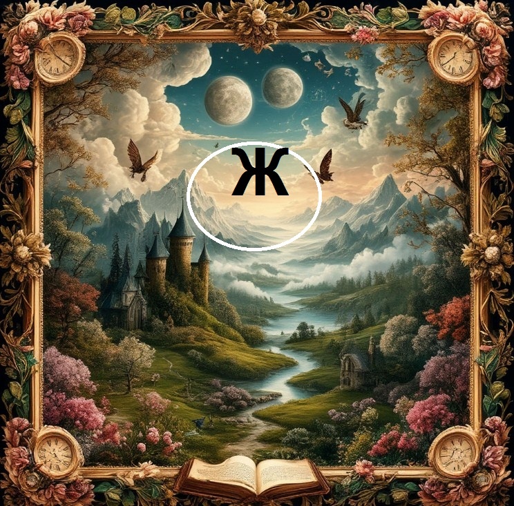 Создано в Шедеврум. Обработано мной. Не умеет Шедеврум буквы русского алфавита изображать))).