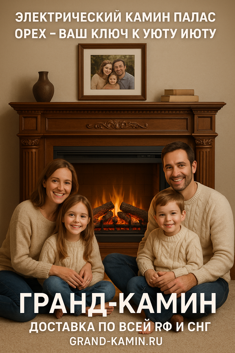    Электрический камин Палас орех - ваш ключ к уюту и роскоши в современном интерьере Kamin