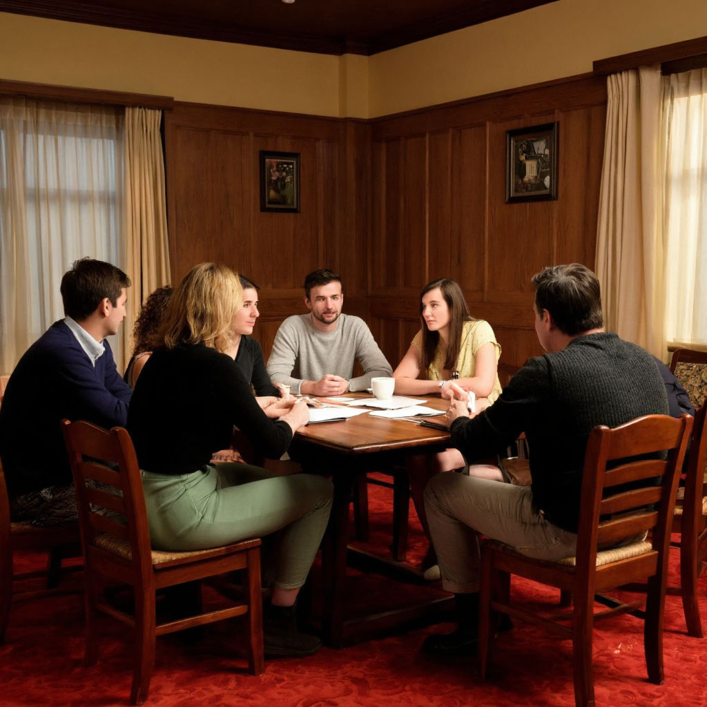 Так проходит совещание в кобинете в стиле советский декор