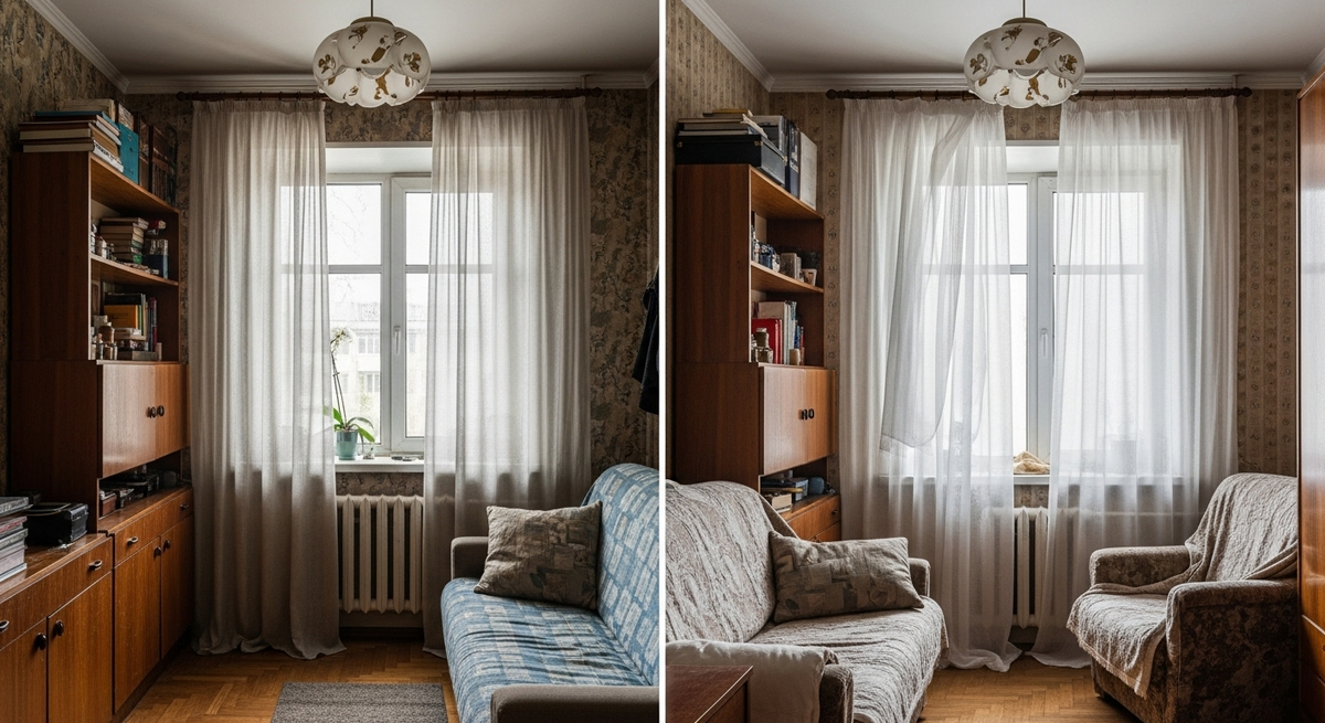 Маленькие шаги к уюту: обычная перестановка и порядок дарят пространству новое дыхание.