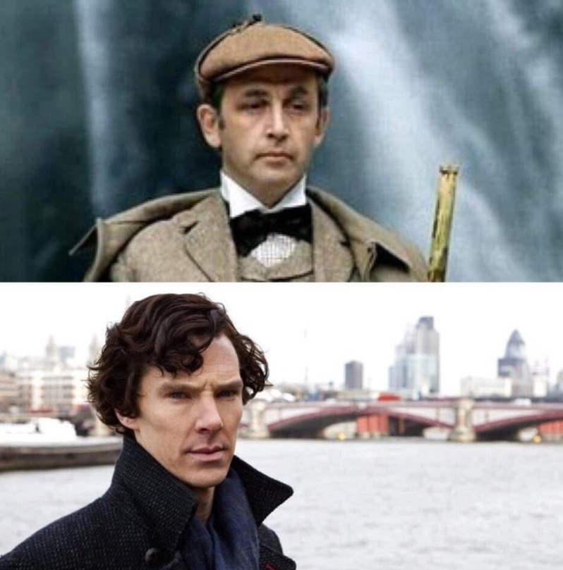 На фото сверху Василий Ливанов, снизу - Бенедикт Камбербэтч. Коллаж сделала сама