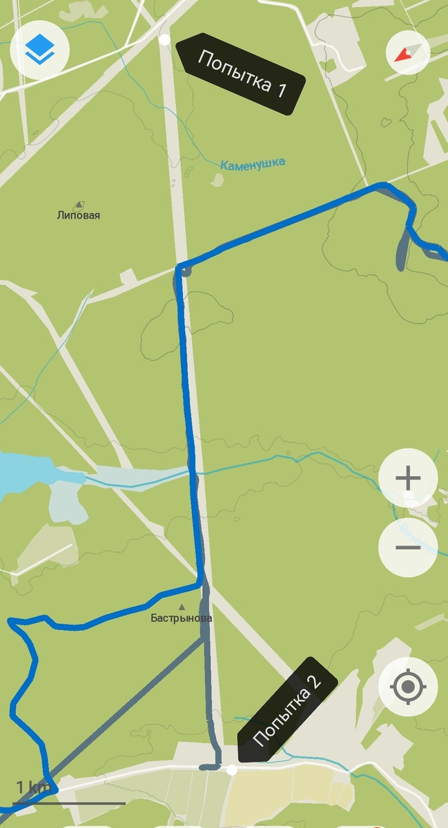 Вход на трек БУТ (синяя линия). 