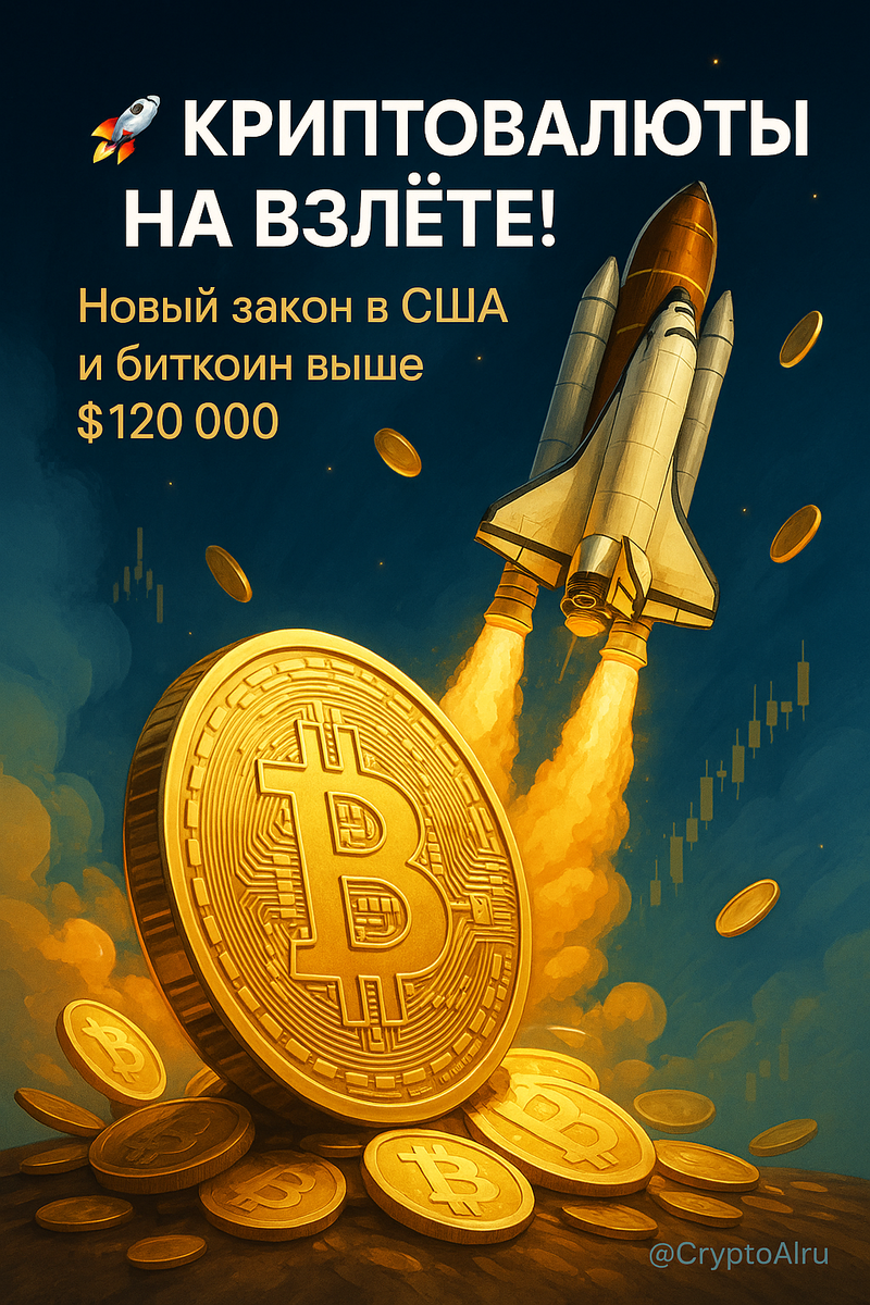 🚀 Криптовалюты на взлёте! Новый закон в США и биткоин выше $120 000 💰