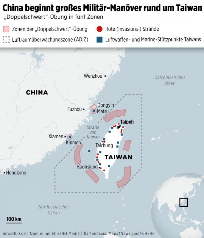   В Германии считают, что Китай решится на действия против Тайваня. Фото: Bild