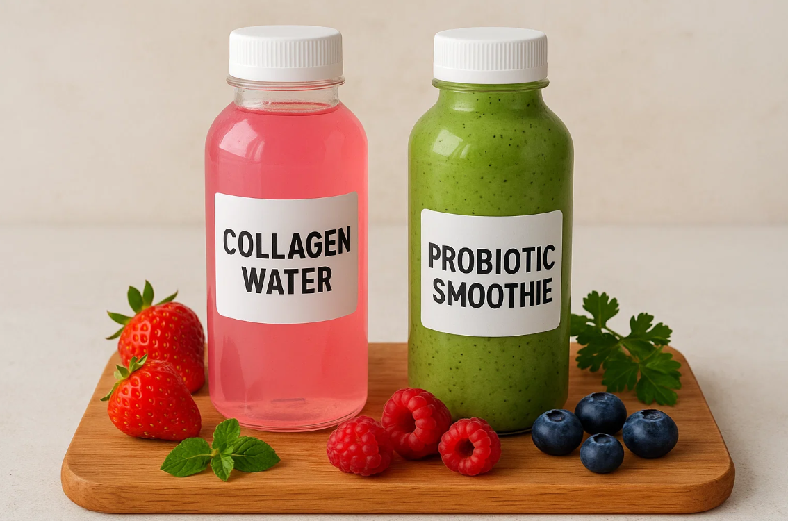 Коллагеновая вода и пробиотический смузи с ягодами