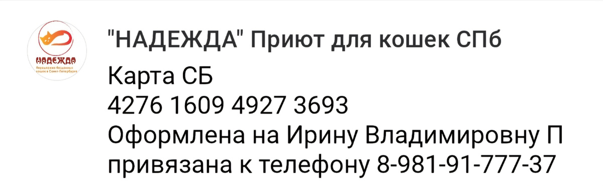 Реквизиты карты приюта