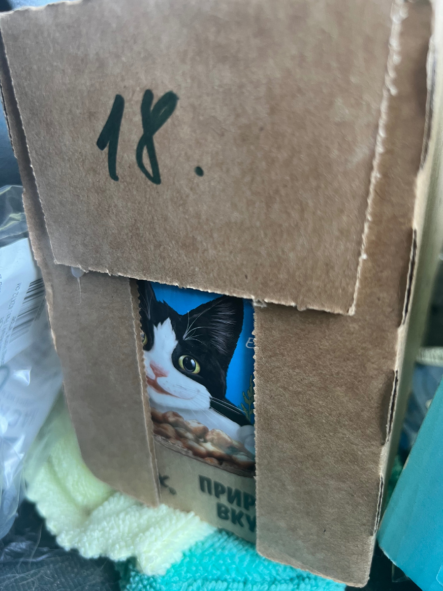 Пока не вскрываю коробки, чтобы ничего не развалилось и не рассыпалось, пока завтра буду нести их от машины в приют 😊