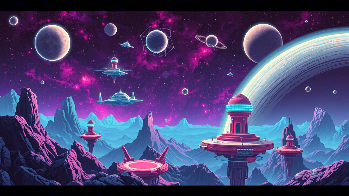 Рисунок в стиле ретро-футуризма 