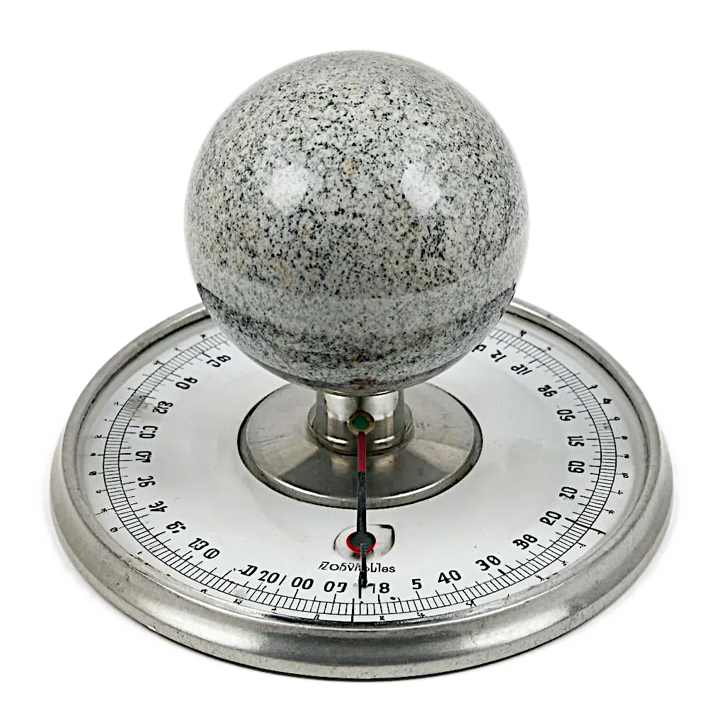 На рисунке гранитный шар на весах. Об этом вконце статьи. (Создано с помощью GigaChat).
