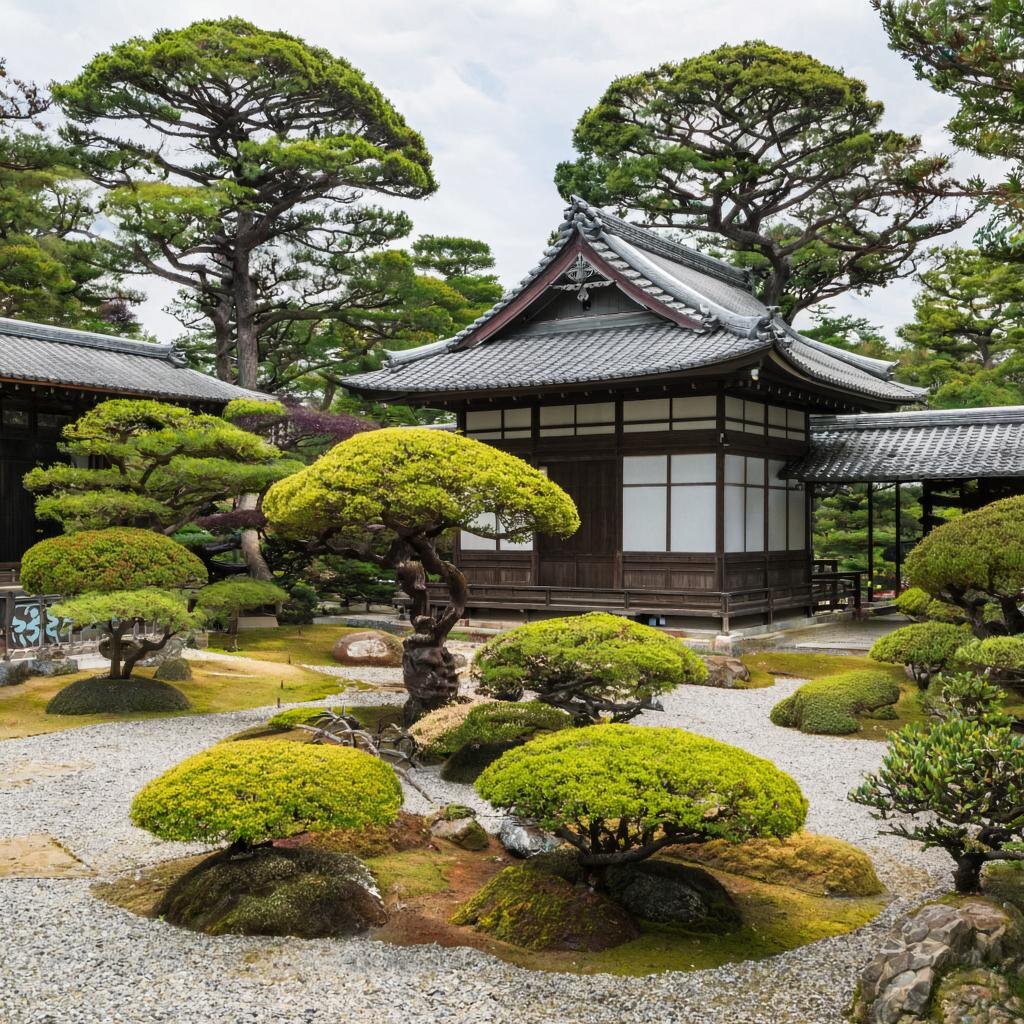 Сад: зелёный сад отеля, выполненный в традициях японского ландшафтного искусства.