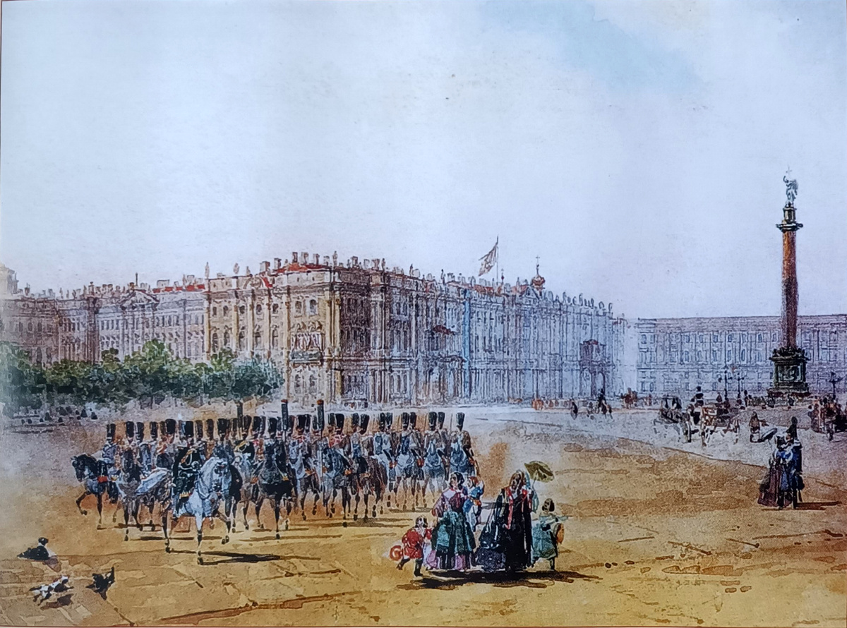 В.С. Садовников. Вид Зимнего дворца со стороны площади от Невского проспекта