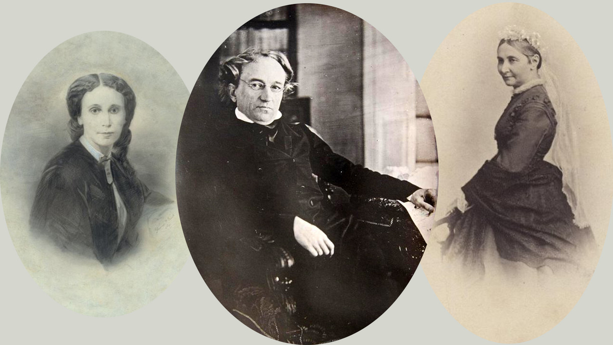 Слева направо: Елена Денисьева (Леля), Федор Иванович Тютчев, Эрнестина Федоровна. 