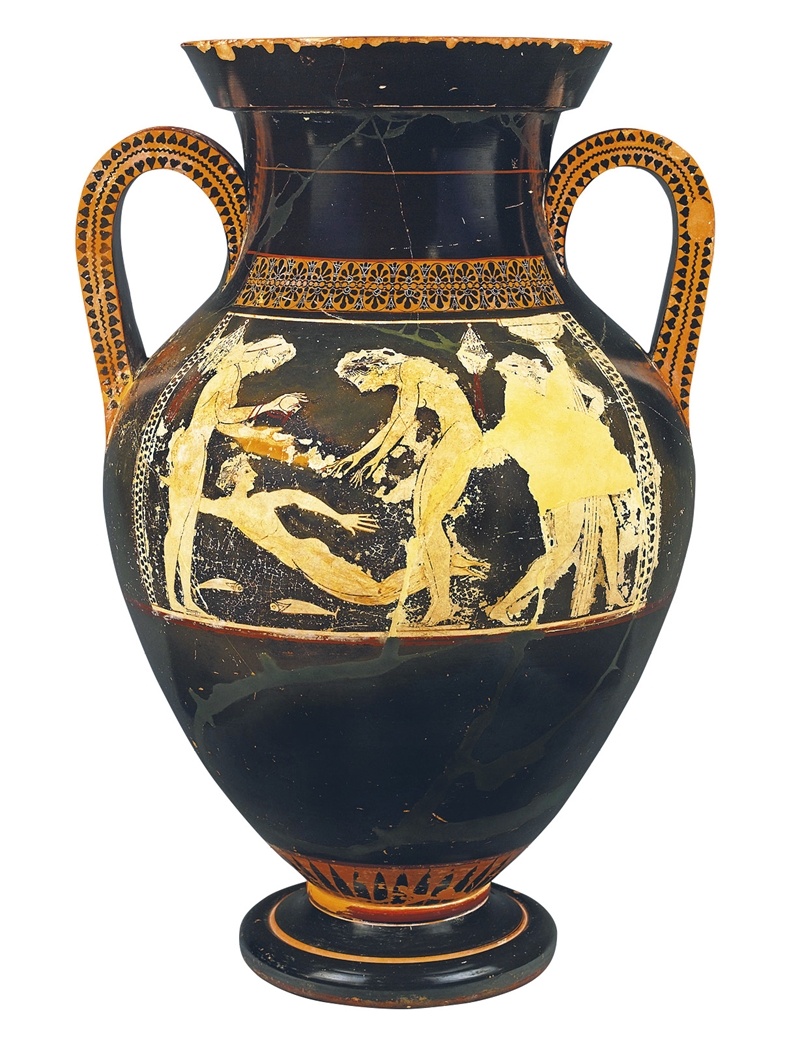 Девушки, купающиеся в море (?). Афинская амфора. Около 520 г. до н. э.