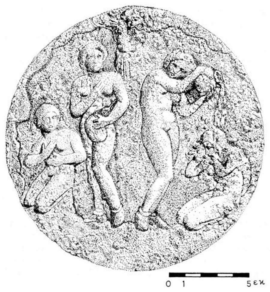 Купальщицы у реки. Крышка бронзового зеркала. Около 300 г. до н. э.