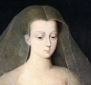 Неизвестный художник. Посмертный портрет XVI века, написанный с прижизненного портрета Агнесс Сорель кисти Жана Фуке. Масло, дерево. 130х97 см. Частная коллекция. Фрагмент. 