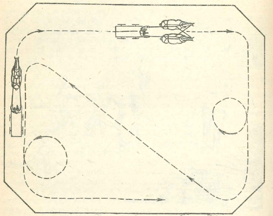 Рис. 236. Приучение лошади к запряжке