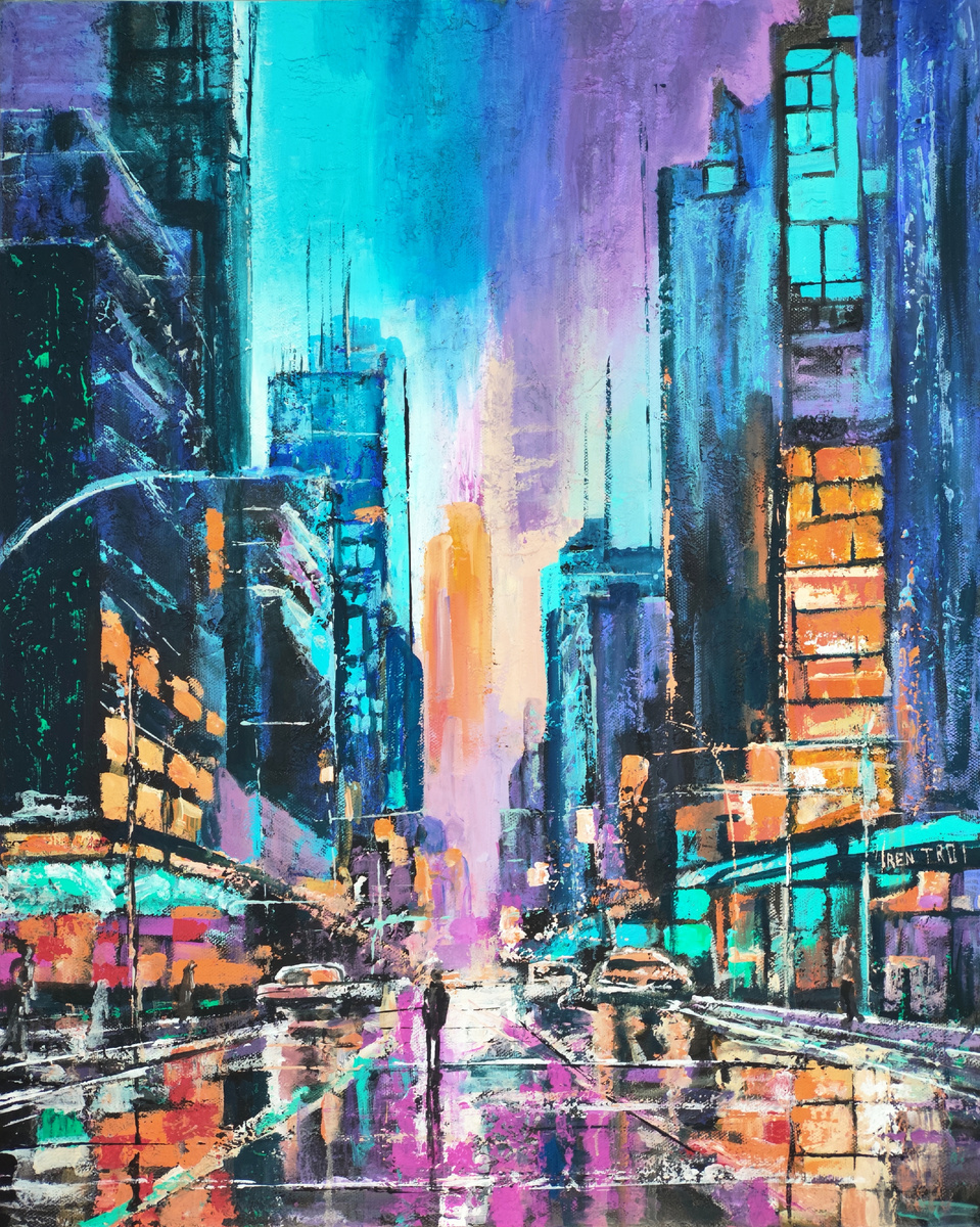 фото картины «Рассвет в неоновом городе» 