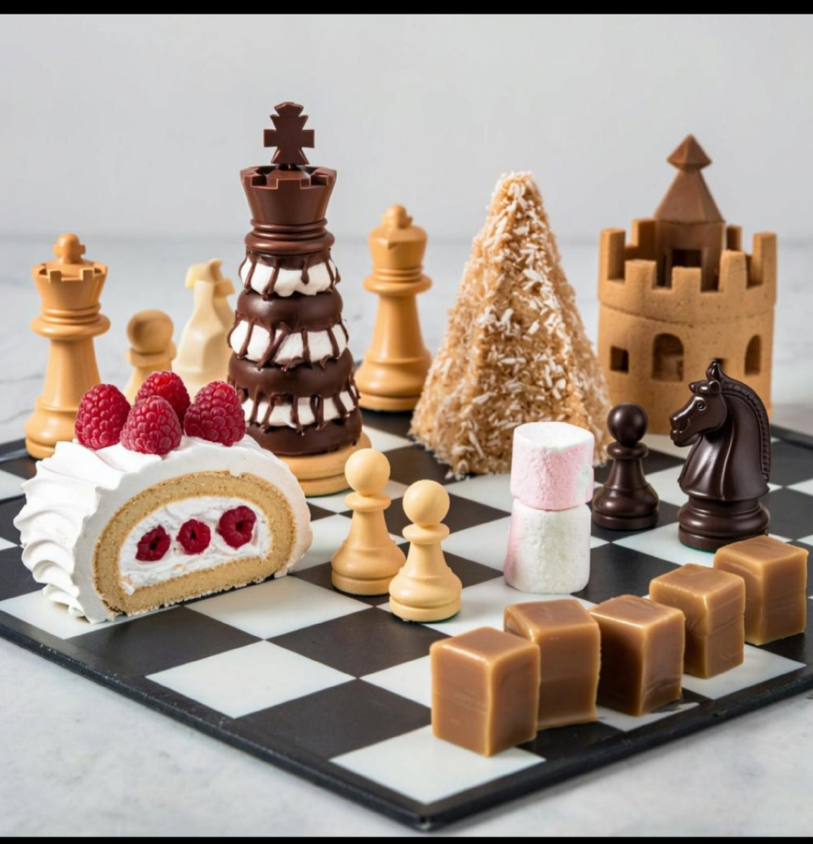 Шахматная  доска и сладкие фигуры