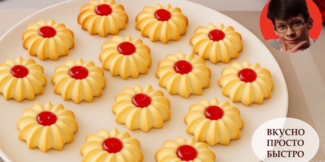 Песочное печенье с джемом "Курабье". Тающее во рту, с обалденной сердцевинкой! Готовится за 20 минут