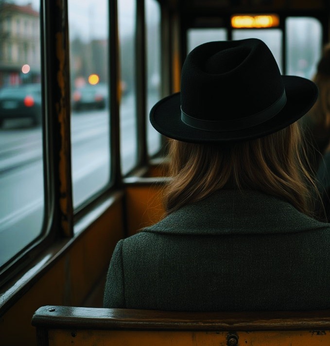 В троллейбусе.