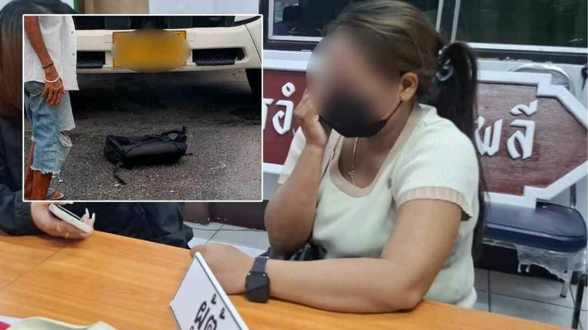 Задержанная в полицейском участке на допросе. 