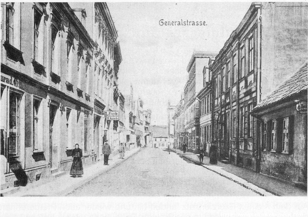 Генеральштрассе, она же Хорст-Вессель-штрассе. На этой улице в 1930-х годах находился дрогери Эрнста Ветцкера