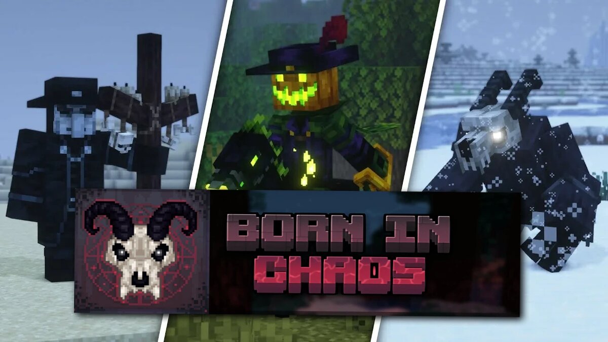 Born in Chaos — это глобальный мод на Minecraft 1.16.5 - 1.20.1, который добавляет в игру различную нежить с уникальными способностями.  