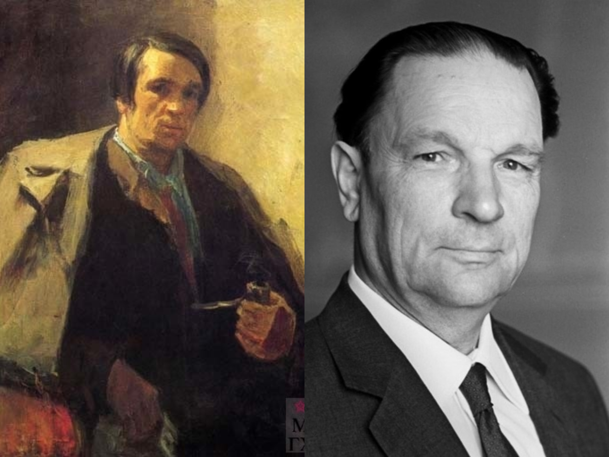 Автопортрет художника Ф.П. Решетникова 1939 года и его фотопортрет 1970-х годов. Фото из архива автора