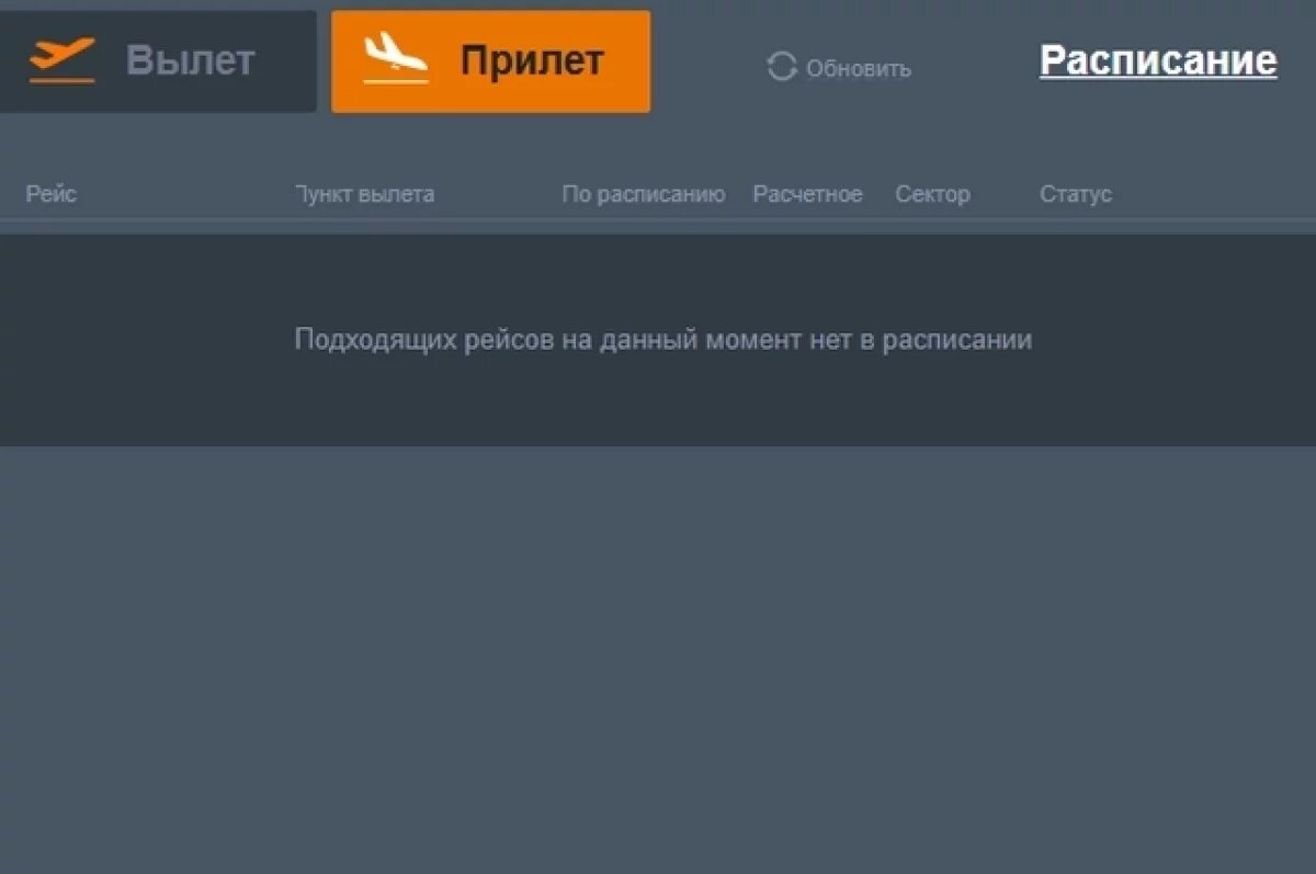    С онлайн-табло аэропорта Ставрополя пропали о прилёте и вылете самолётов