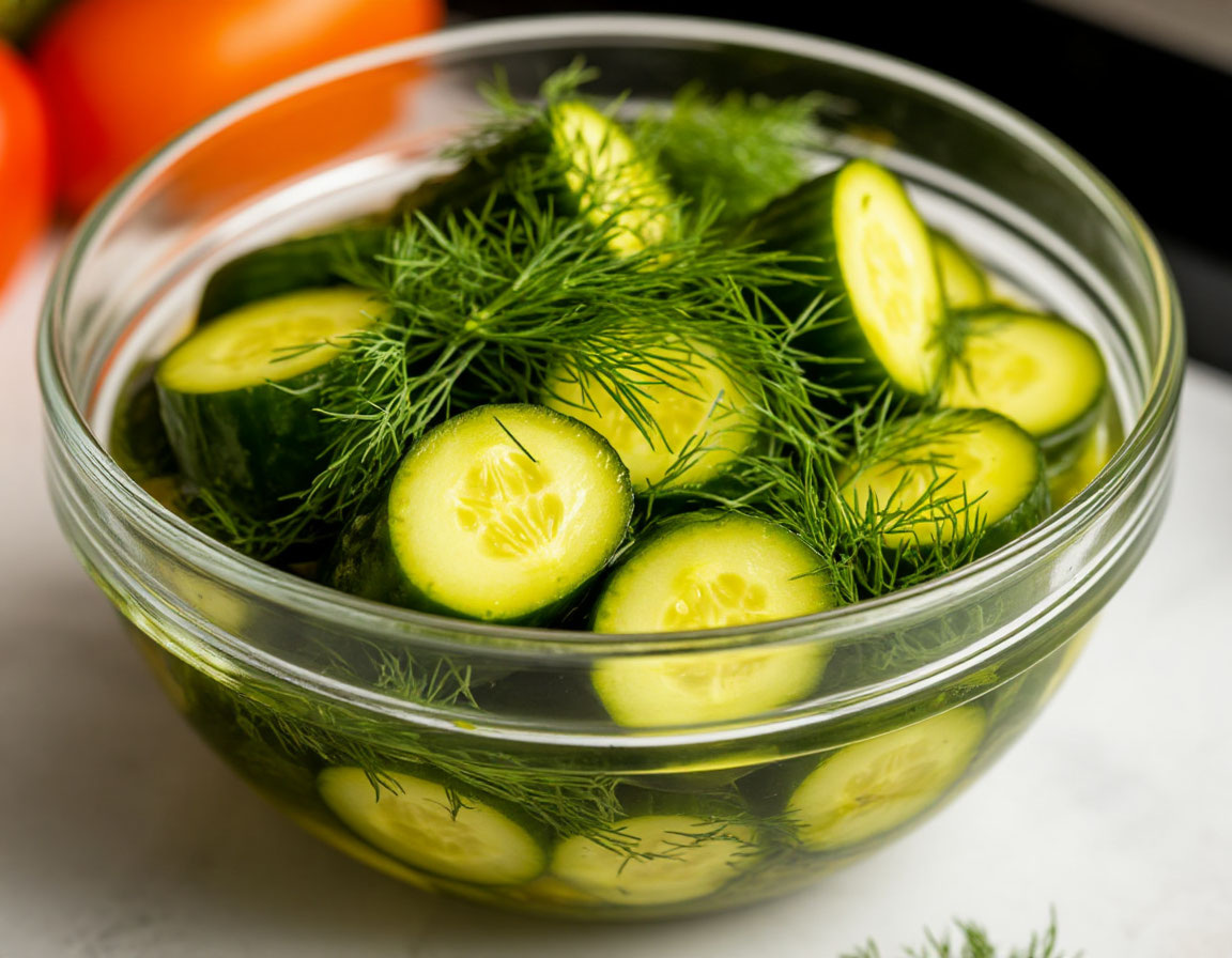 Рубленные маринованные огурцы с укропом