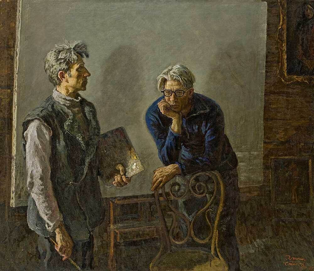 АЛЕКСЕЙ И СЕРГЕЙ ТКАЧЁВЫ. "Братья". 1981–1983 Холст, масло. 158 х 184. ГТГ 