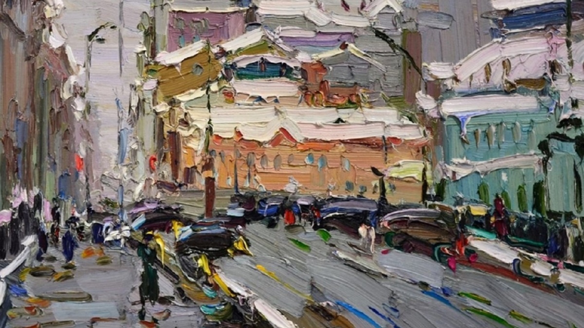 Ольга Душечкина "Москва после метели", 2023, холст, масло, 60х70, фрагмент