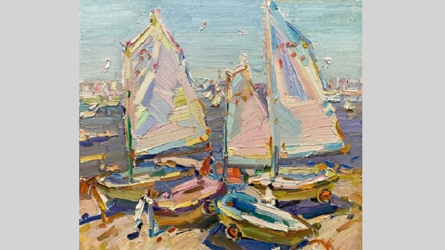 Ольга Душечкина "Яхты Оптимист", 2023, холст, масло, 65х73,