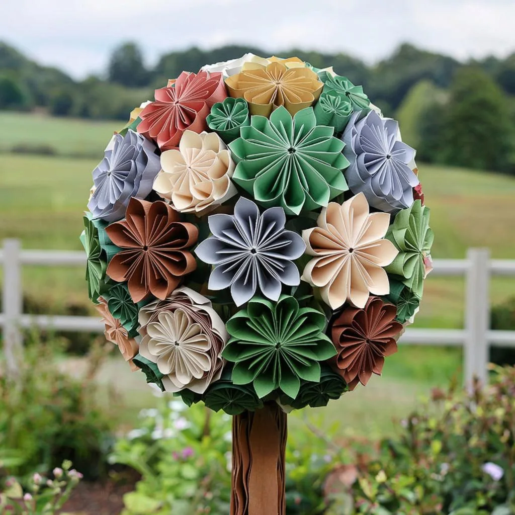 топиарий из бумажных цветов