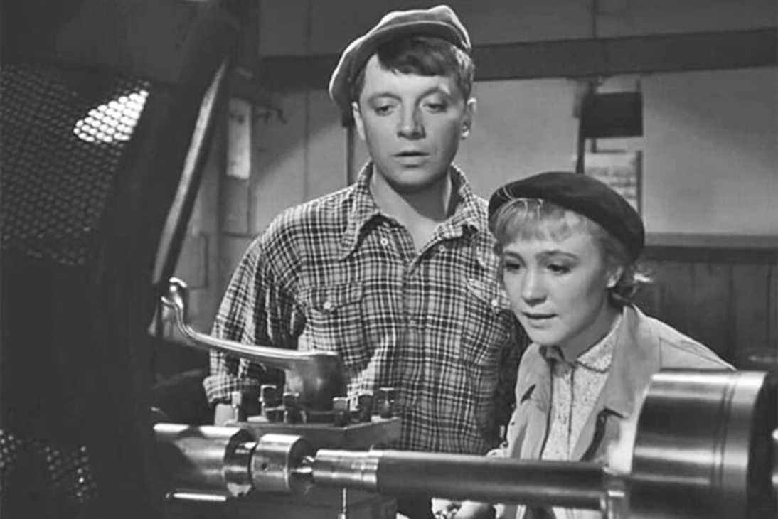 С Н. Румянцевой в фильме "Неподдающиеся", 1959 год