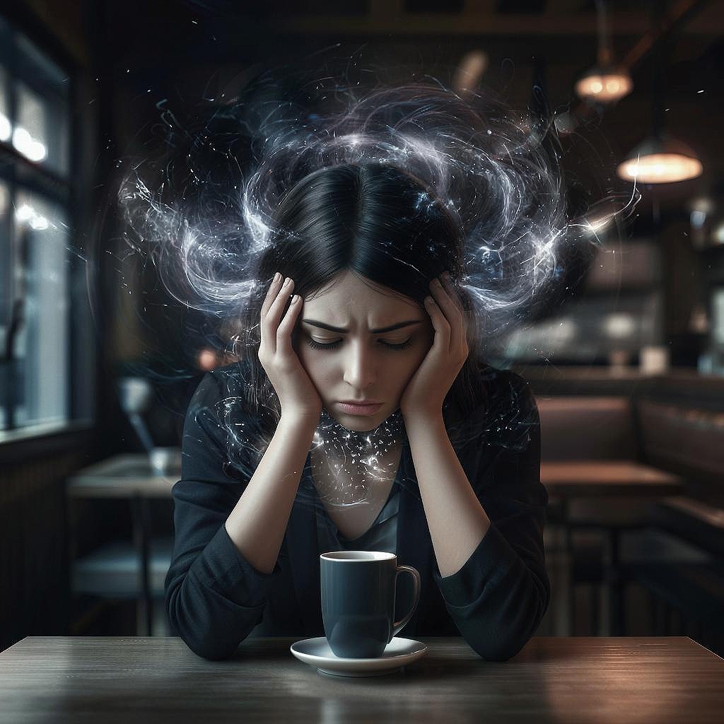 Ольга в кафе.