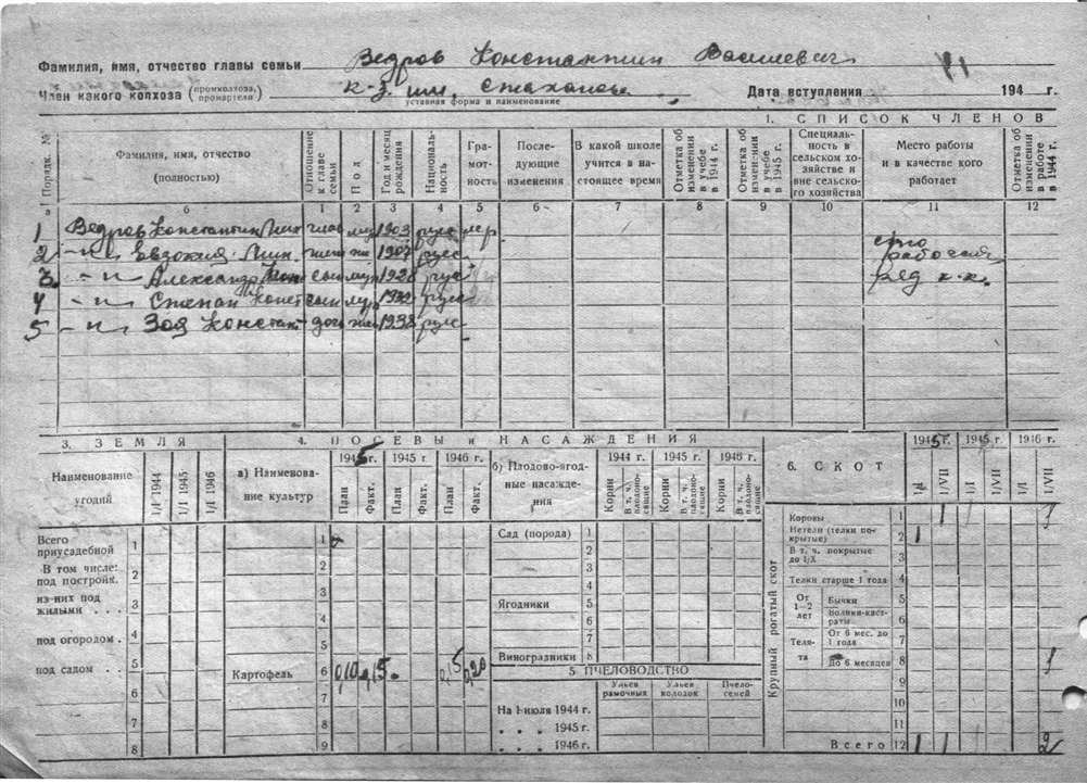 Похозяйственная книга Ищик Ф. Р728, Оп.1, Д.19