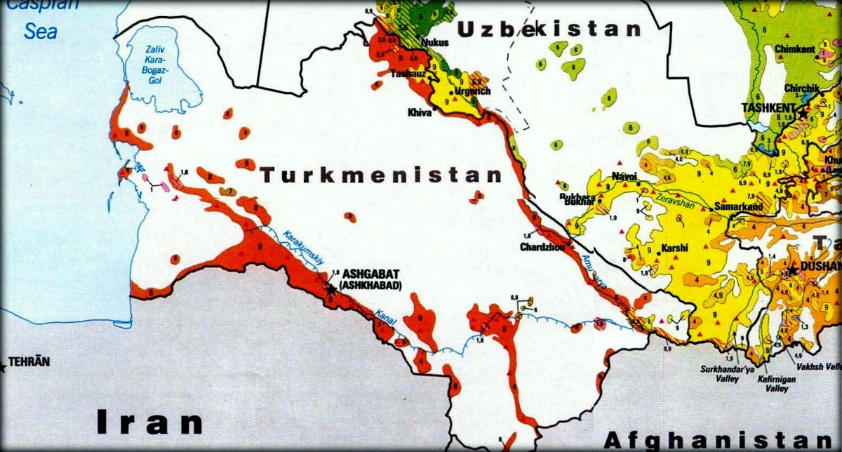 Из открытых источников. Карта населения Туркмении.