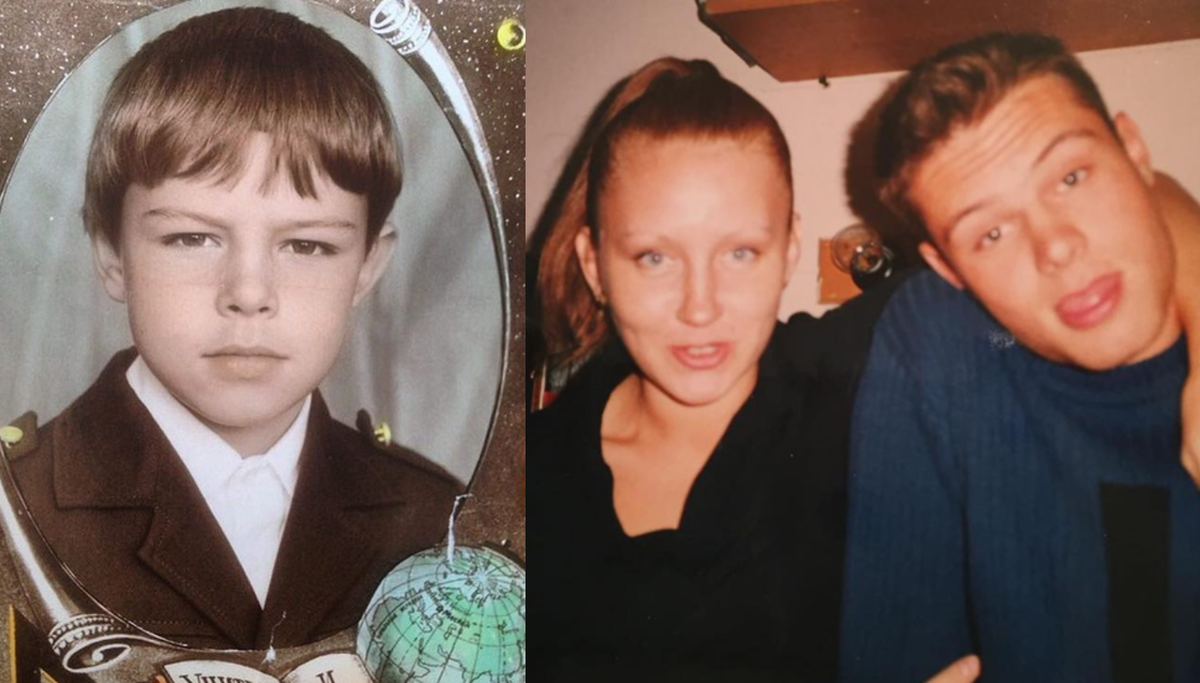 Евгений в детстве и с матерью