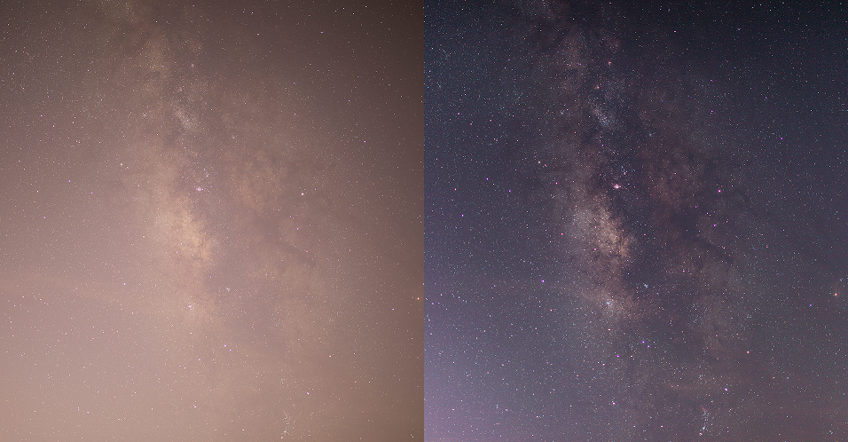 Без фильтра и с фильтром от засветки