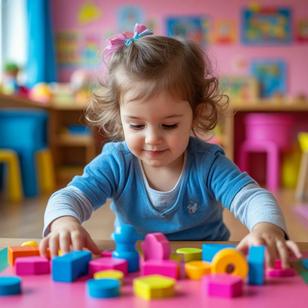 Ребенок в саду играет