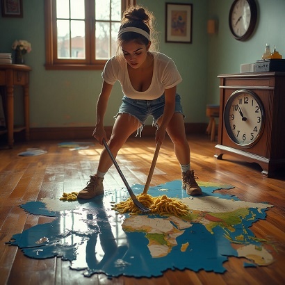 Уборка как спринт: пыль убегает, а она догоняет, но забывает, что хотела помыть полы