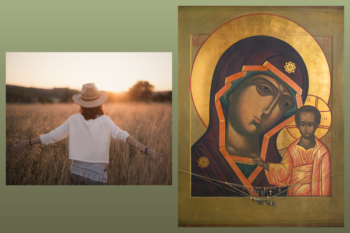 Икона Казанской Божией Матери/azbuka.ru, Девушка в поле/pixabay.com