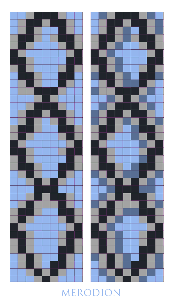 Схема змеиного узора на 9 бисерин в двух вариантах