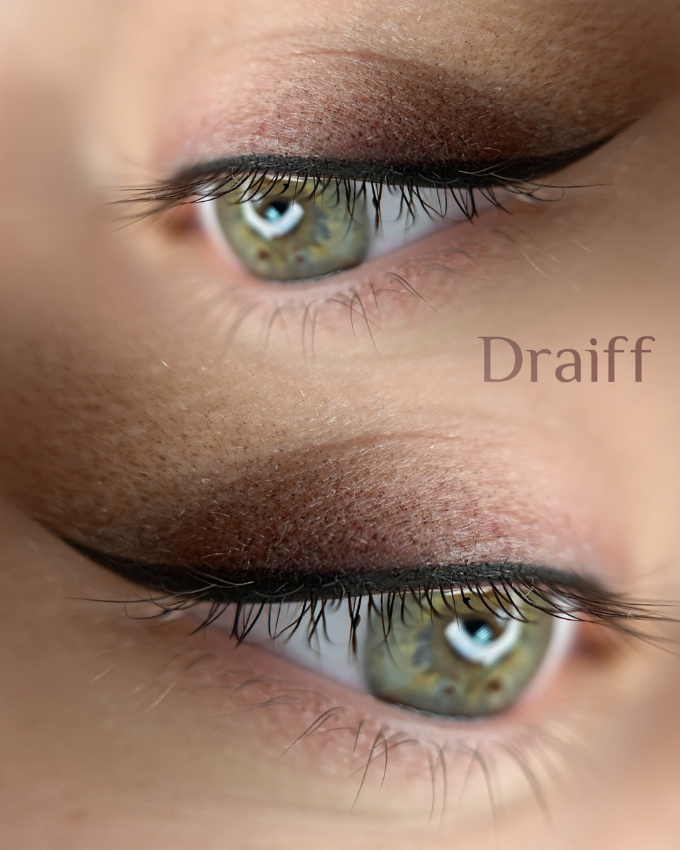 Перманентный макияж век сразу после процедуры. Работа Екатерины Драйфф