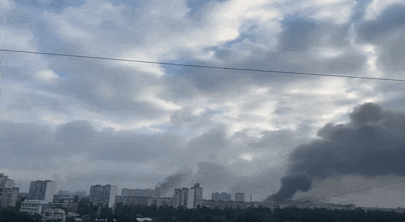    Панорама Киева после ночной работы "Гераней"//Видео с ТГ-канала "Военная хроника"