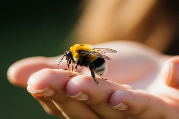 Шмель укусил женщину в руку