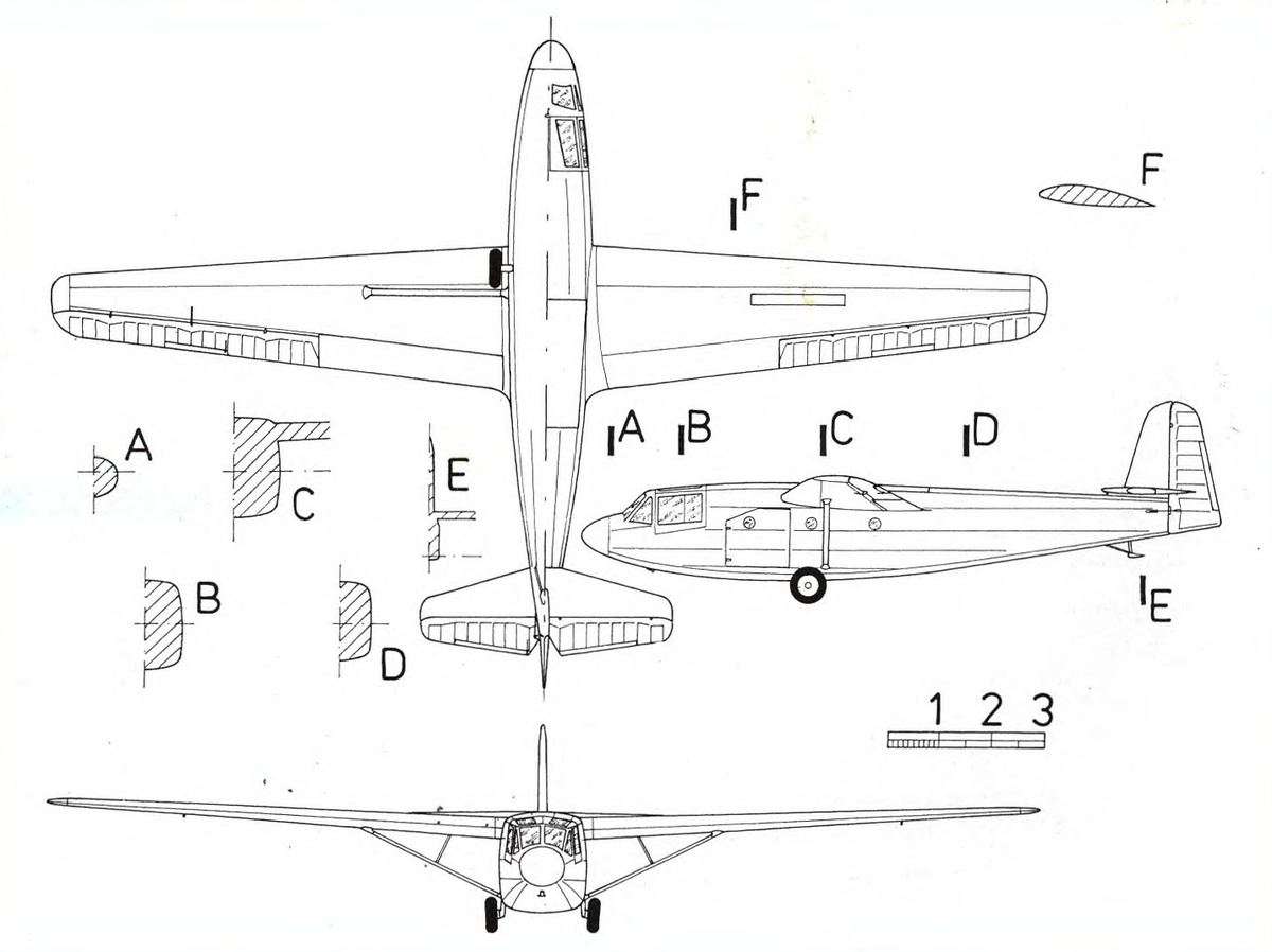 схема опытного десантного планера DFS 230 V7