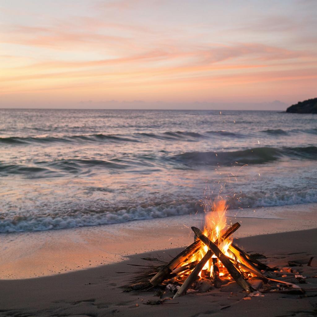 Умение слушать звуки волн и звуки костра